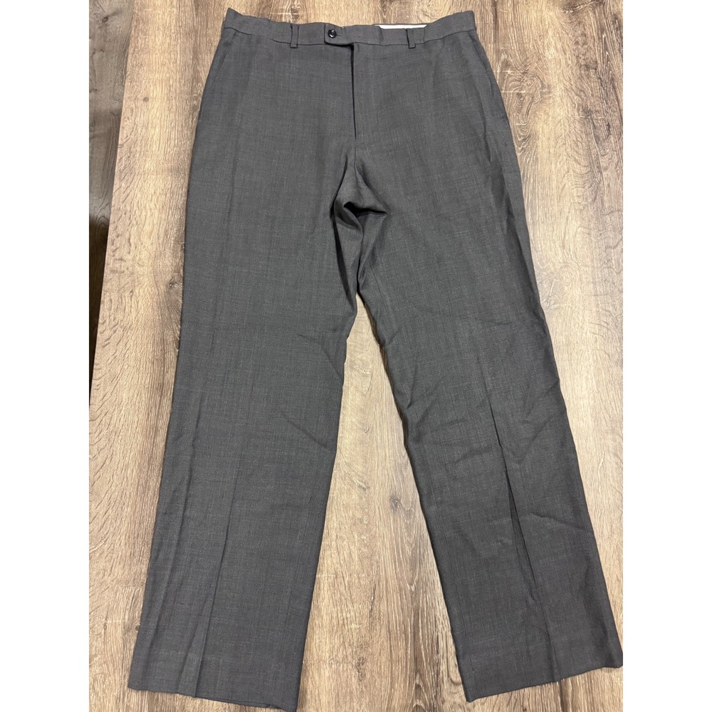 Louis Raphael Rosso Red Mens Dress Pants Gray Wool Blend Flat Front 35x30
